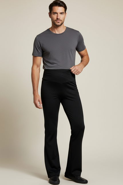 Pantalon Noir Homme Yoga Flared Confortable - Polyester
