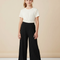 Pantalon Noir Plissé Ample Fille Confortable - Polyester