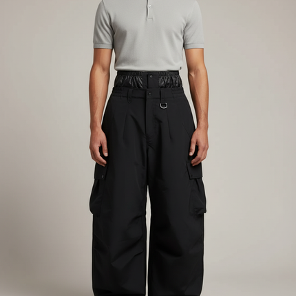 Pantalon Noir Cargo Ample Imperméable Homme - Polyester