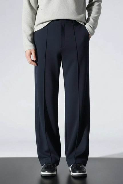 Pantalon Noir Homme Ample Droit Décontracté - Marine Polyester