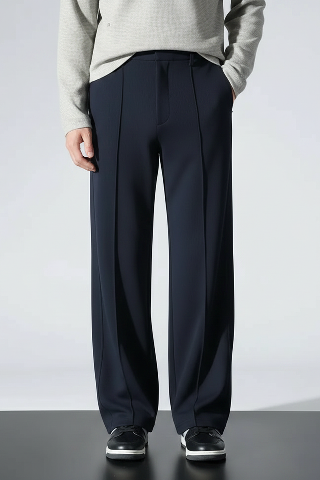 Pantalon Noir Homme Ample Droit Décontracté - Marine Polyester