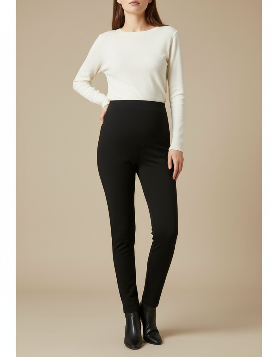 Pantalon Noir Ajusté Confortable Grossesse Femme - Polyester