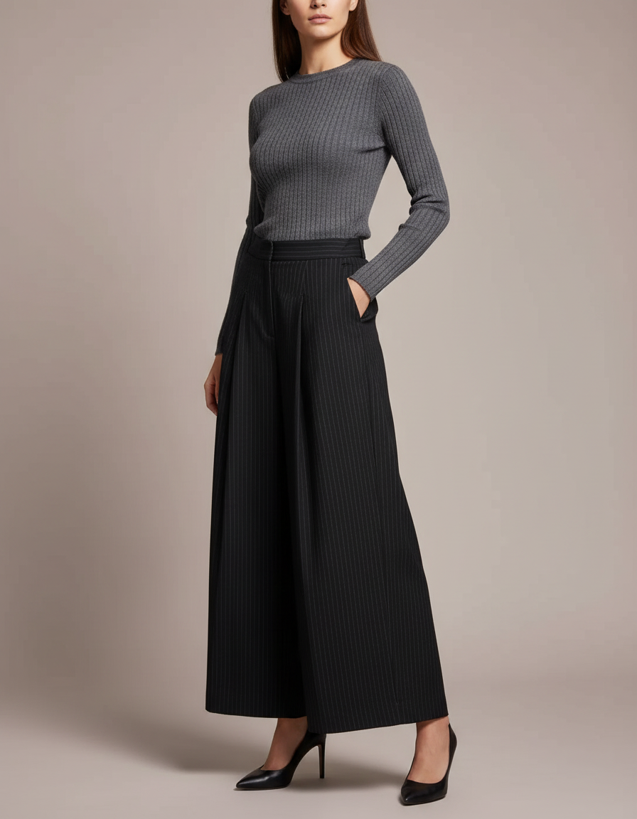 Pantalon Raye Noir - Gabardine