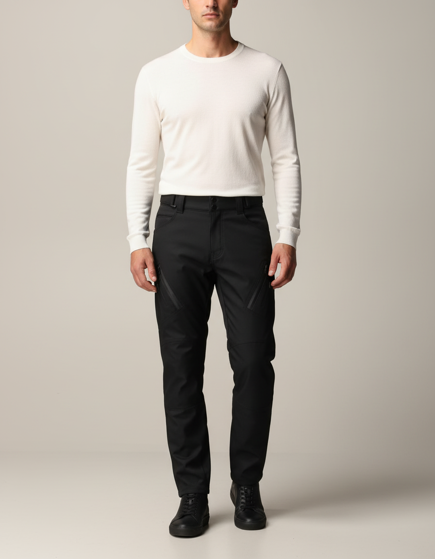 Pantalon Noir Homme Cargo Technique Urbain Moderne - Polyester
