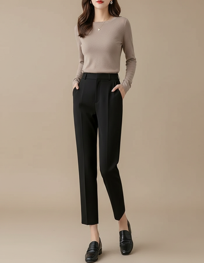 Pantalon Noir Femme Taille Haute
