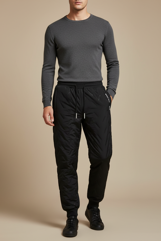 Pantalon Noir Matelassé Homme Sport Hiver - Polyester