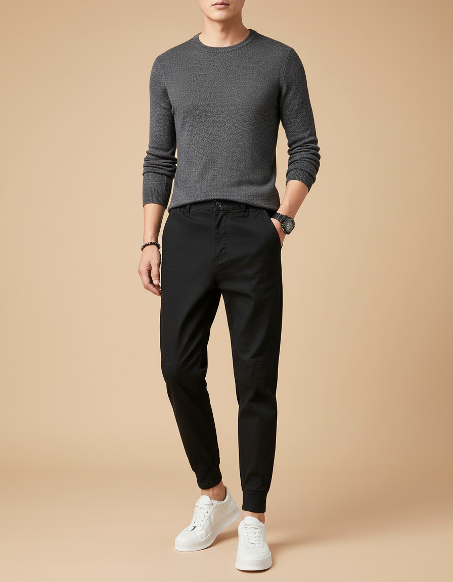 Pantalon Court Noir Homme - Gabardine