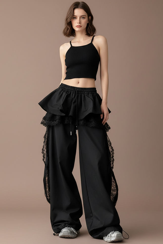 Pantalon Noir Ajouré - Polyester