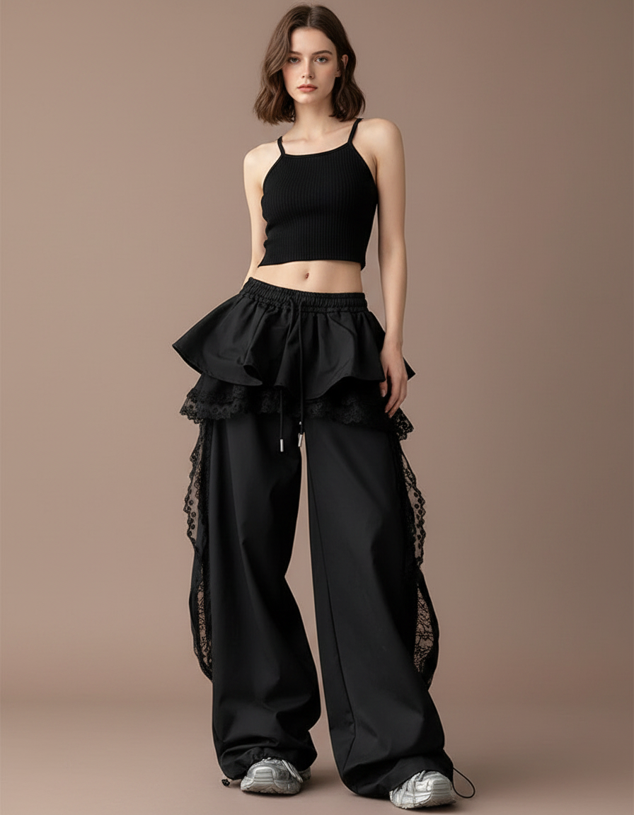 Pantalon Noir Ajouré - Polyester