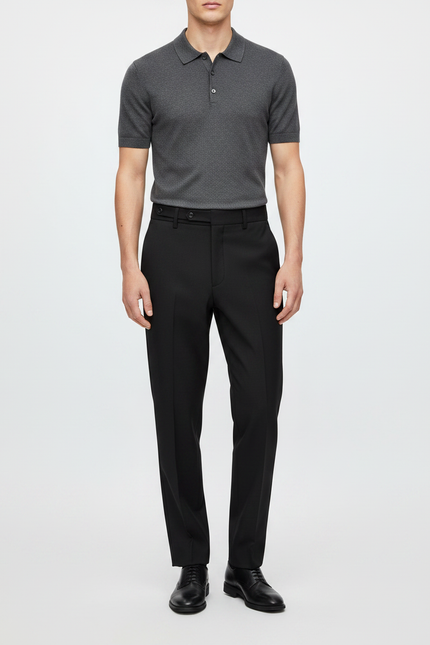 Pantalon Noir Habillé Droit Classique Élégant Homme - Gabardine