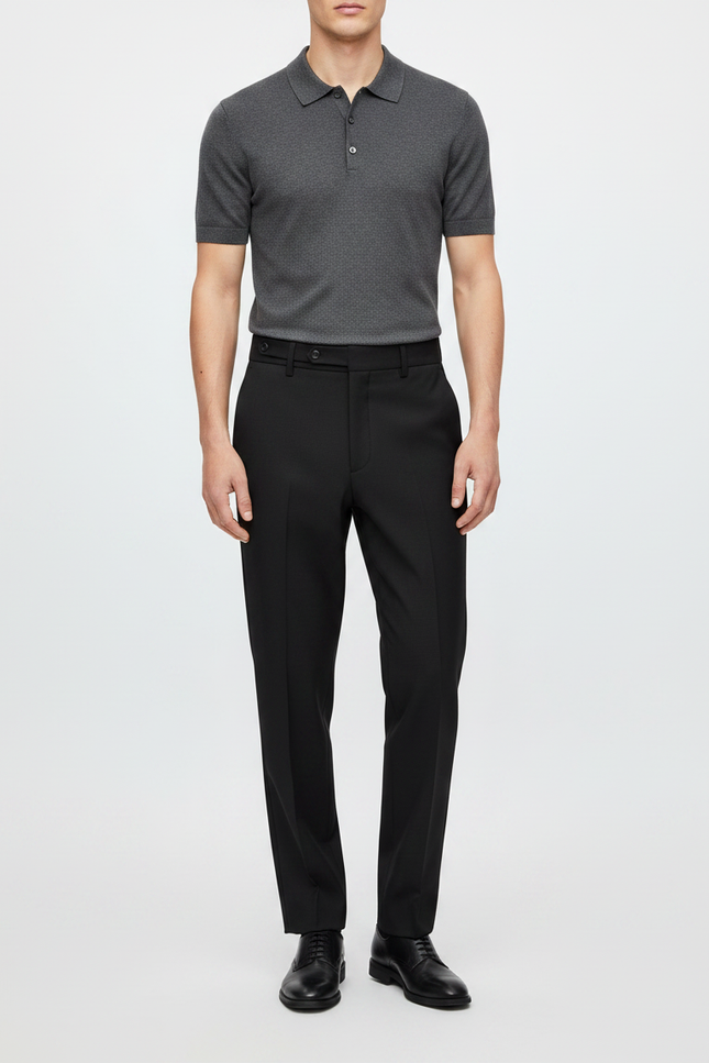 Pantalon Noir Habillé Droit Classique Élégant Homme - Gabardine