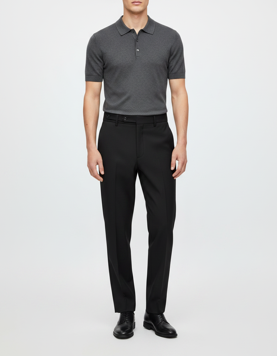 Pantalon Noir Habillé Droit Classique Élégant Homme - Gabardine