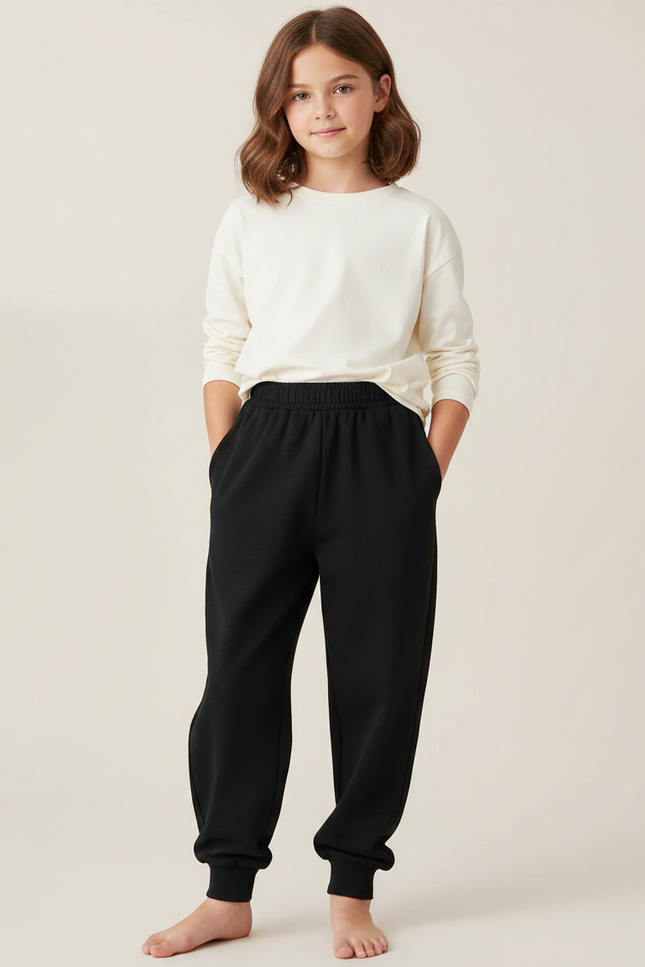Pantalon Noir Molletonné Ample Enfant Confortable