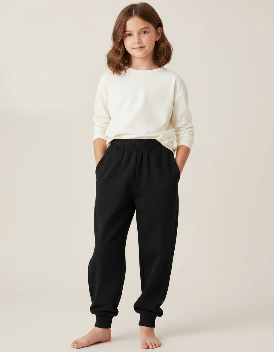 Pantalon Noir Molletonné Ample Enfant Confortable