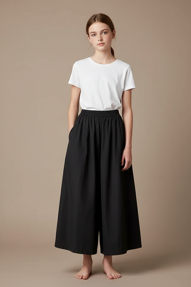 Pantalon Noir Ample Fluide Confortable Femme - Viscose