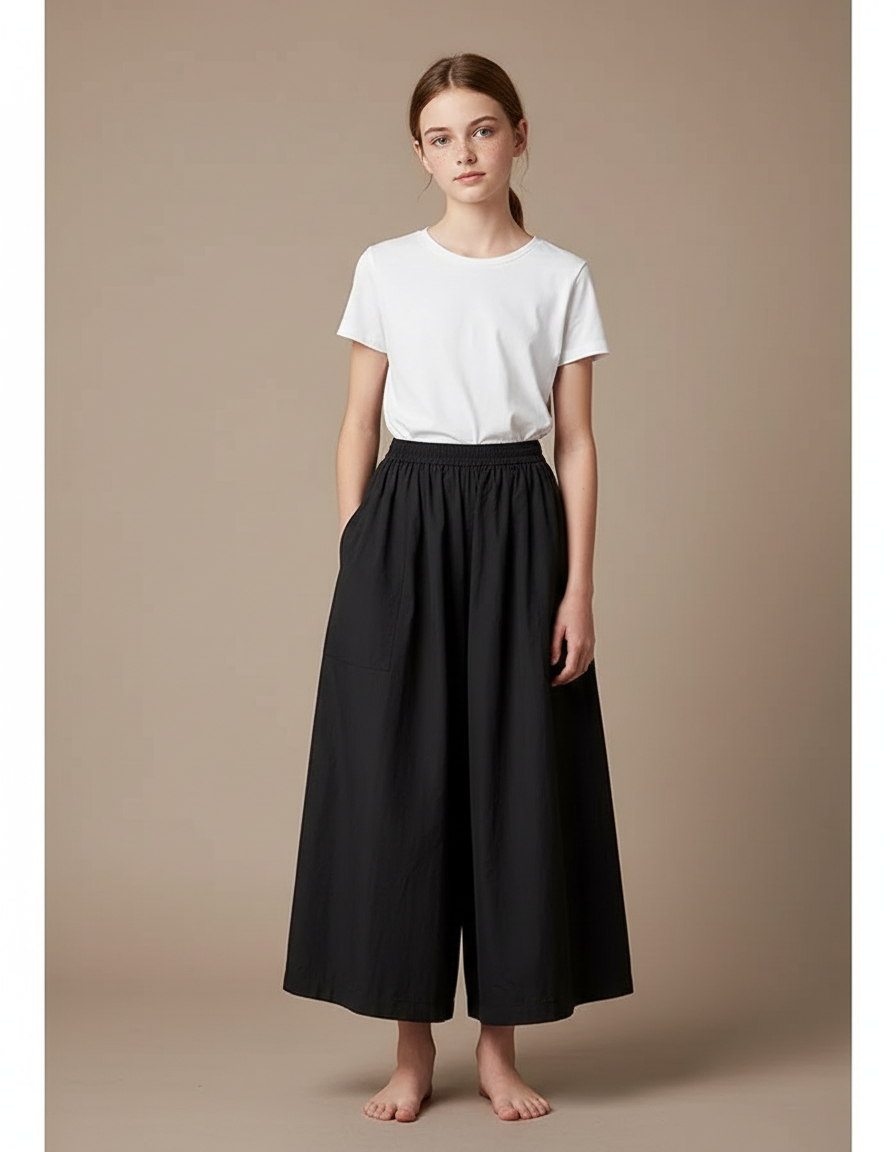 Pantalon Noir Ample Fluide Confortable Femme - Viscose