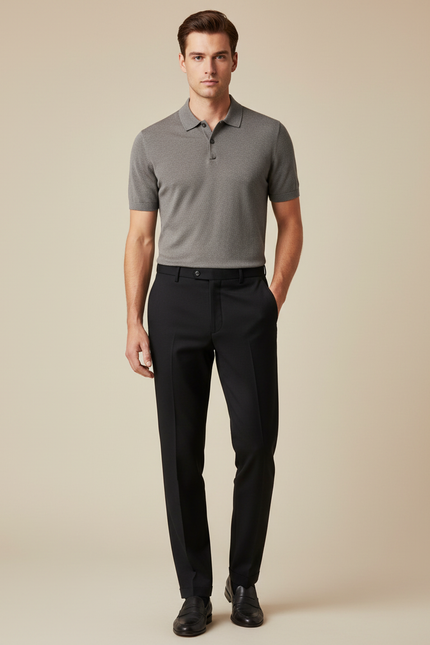 Pantalon Noir Habillé Slim Stretch Business Homme - Gabardine