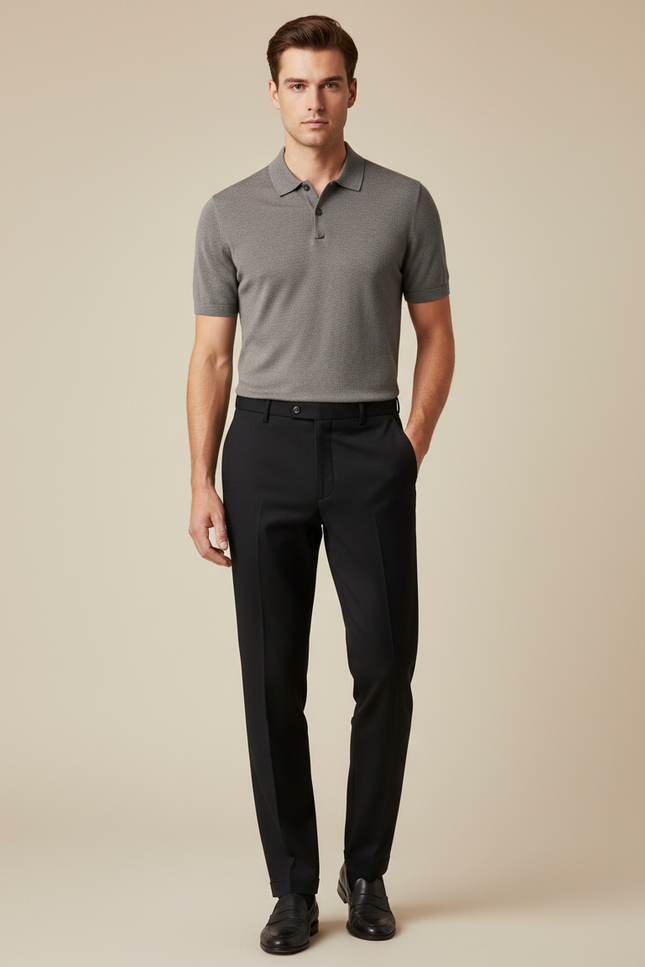 Pantalon Noir Habillé Slim Stretch Business Homme - Gabardine