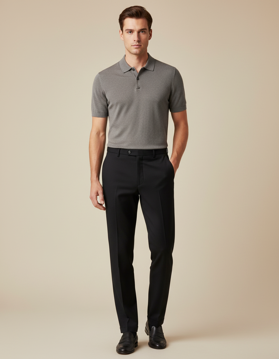 Pantalon Noir Habillé Slim Stretch Business Homme - Gabardine