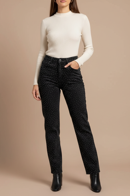 Pantalon Noir Avec Perles - Jean