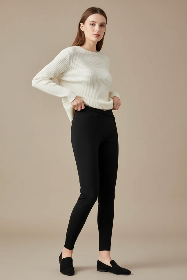 Pantalon Femme Cigarette Noir - Polyester