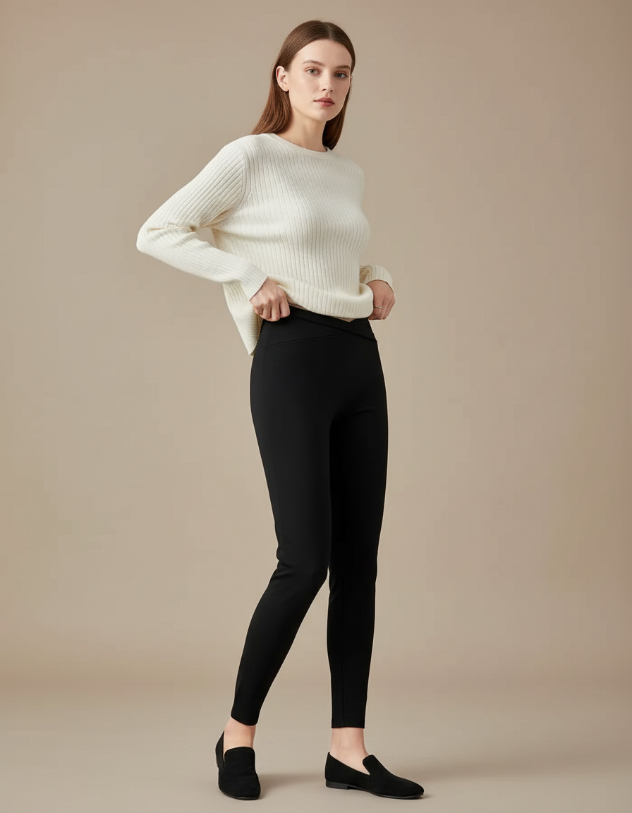 Pantalon Femme Cigarette Noir - Polyester