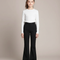Pantalon Noir Évasé Fluide Taille Haute Fille - Polyester