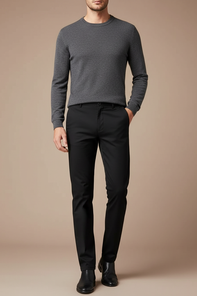 Pantalon Noir Homme Slim Stretch Classique Élégant - Gabardine