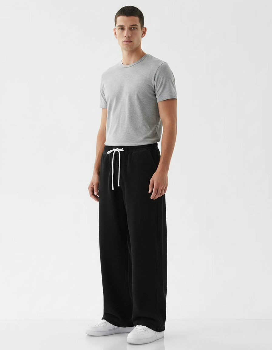Pantalon Baggy Noir Homme - Molleton