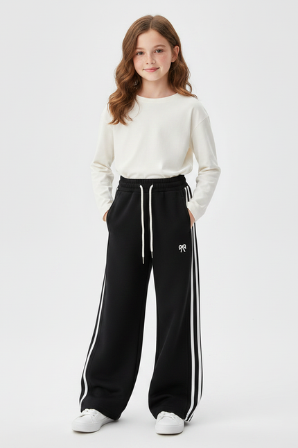 Pantalon Noir Et Blanc Large - Molleton
