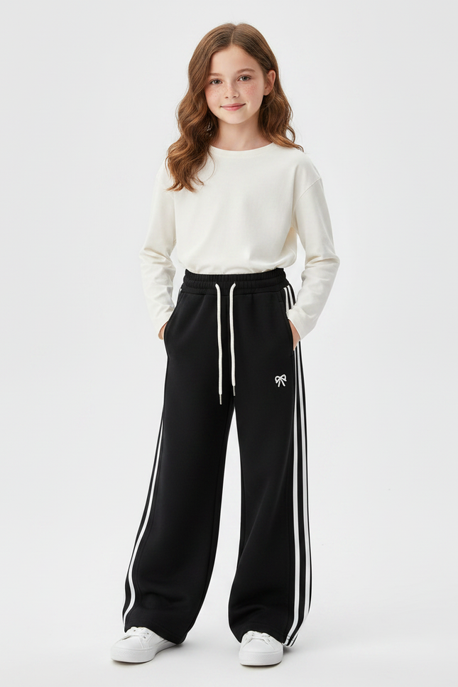 Pantalon Noir Et Blanc Large - Molleton