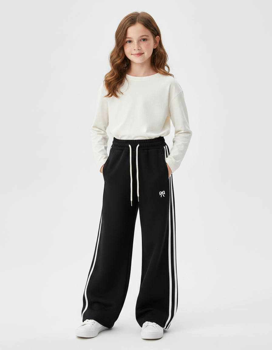 Pantalon Noir Et Blanc Large - Molleton