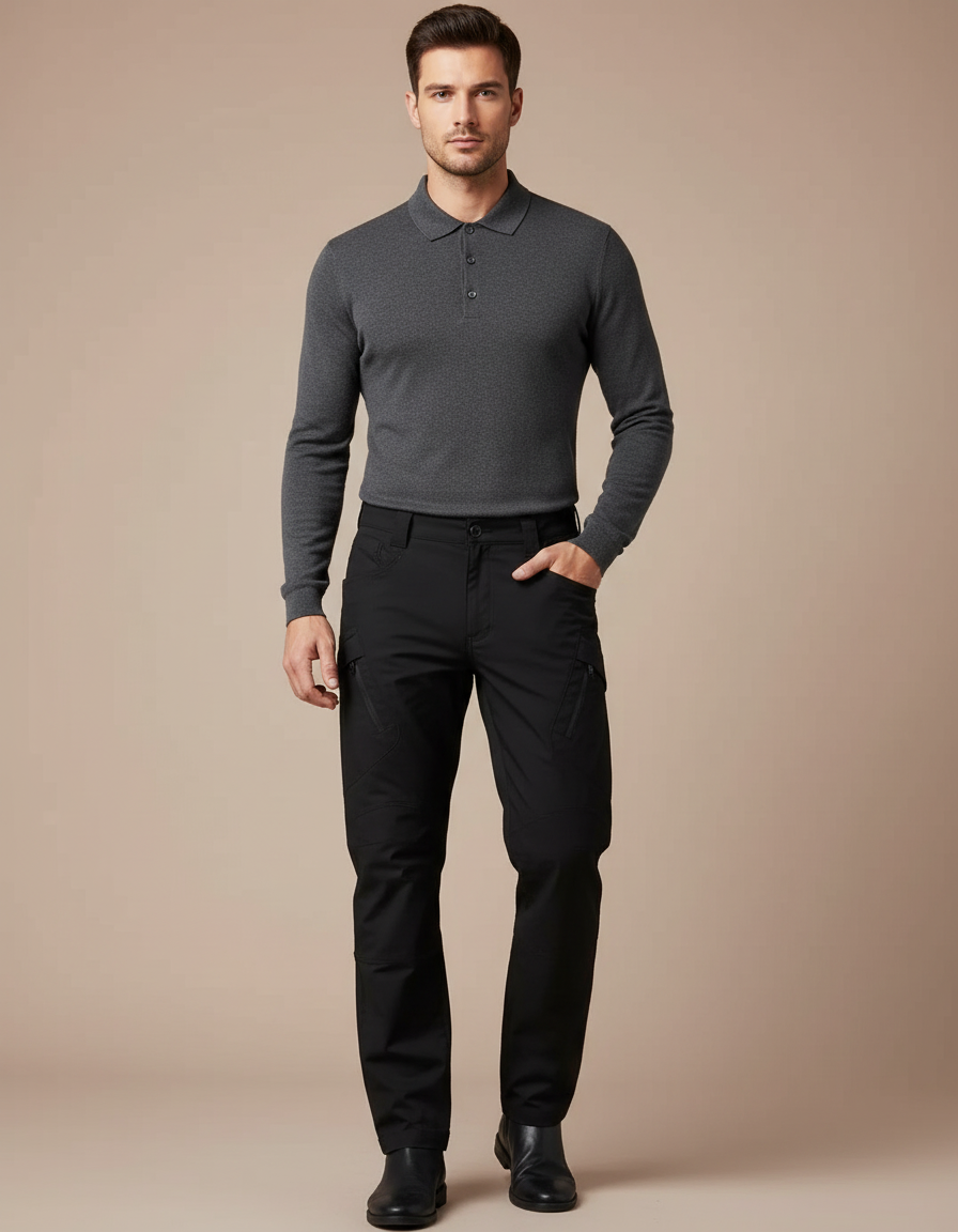 Pantalon Noir Cargo Homme Tactique Multi-Poches Extérieur - Toile