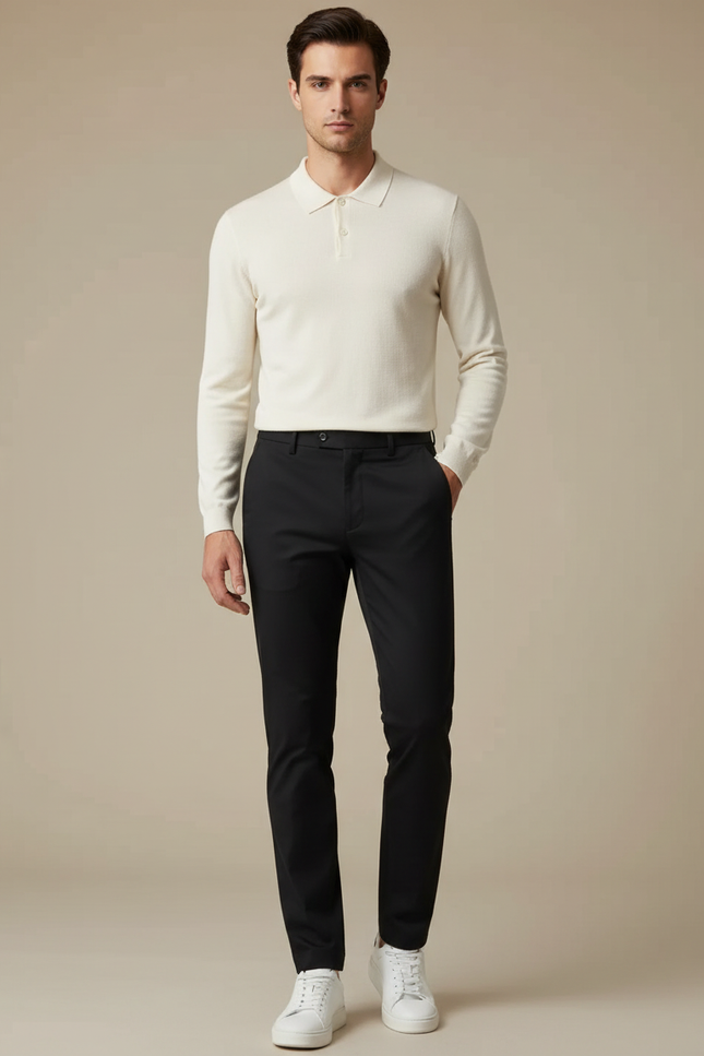Pantalon Noir Homme Slim Extensible Décontracté Chic - Gabardine