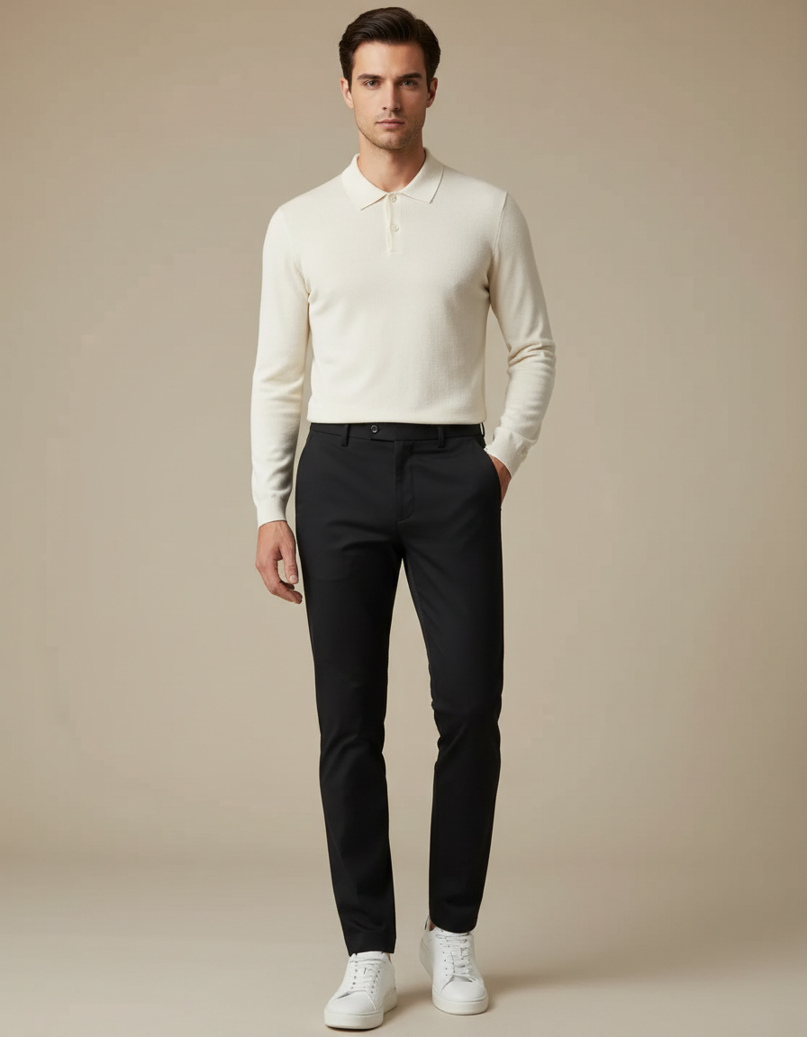 Pantalon Noir Homme Slim Extensible Décontracté Chic - Gabardine