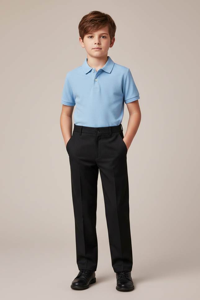 Pantalon Noir Garçon Habillé Droit Élégant Formel - Polyester