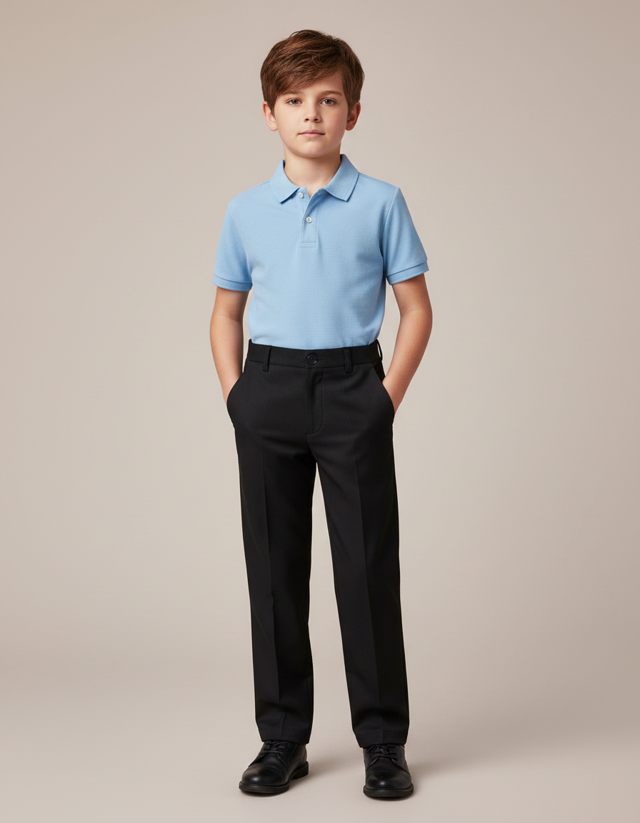 Pantalon Noir Garçon Habillé Droit Élégant Formel - Polyester