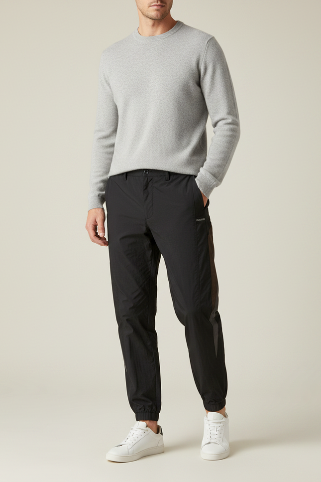 Pantalon Noir Homme Sportif Fuselé Décontracté Jogging - Polyester