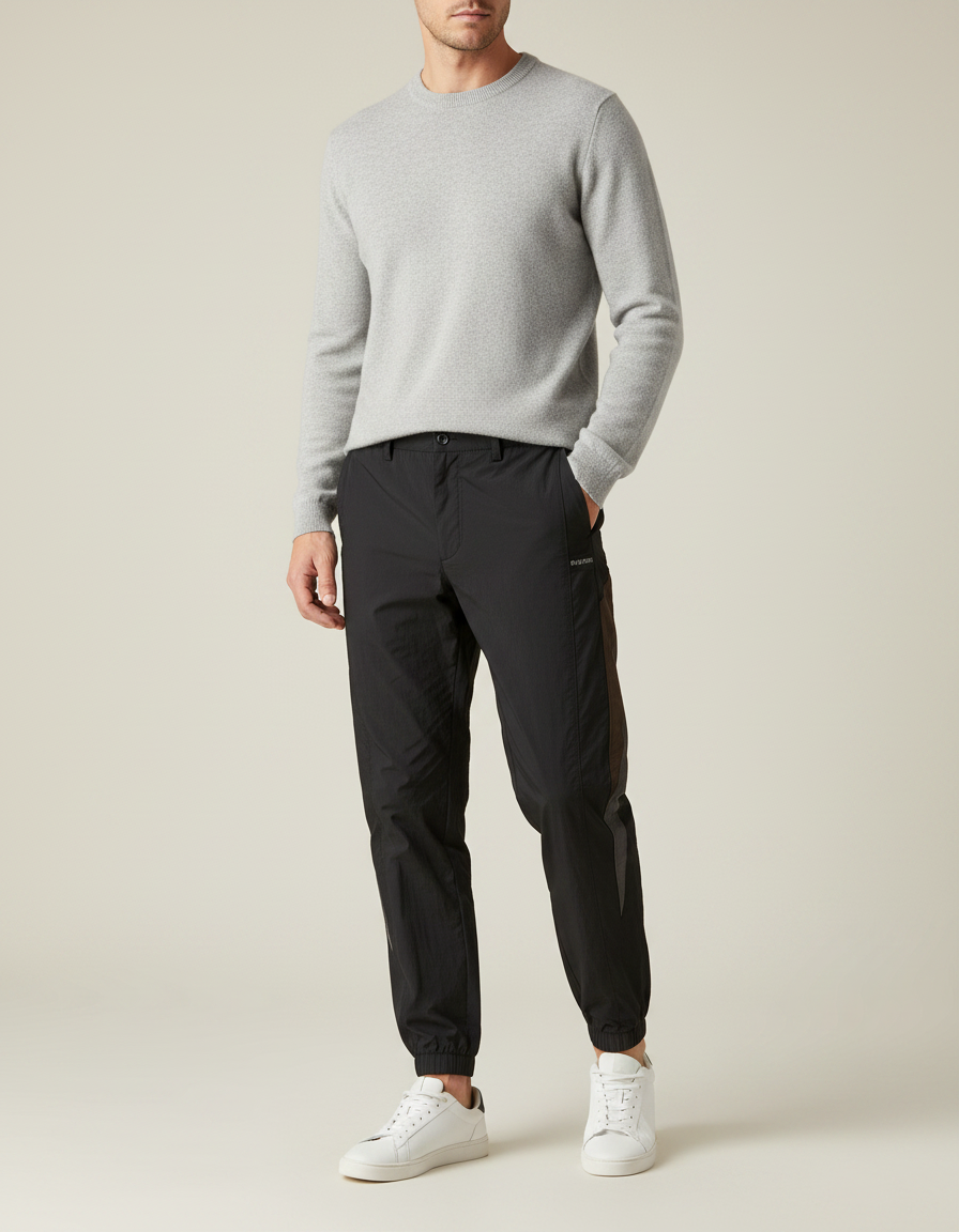 Pantalon Noir Homme Sportif Fuselé Décontracté Jogging - Polyester