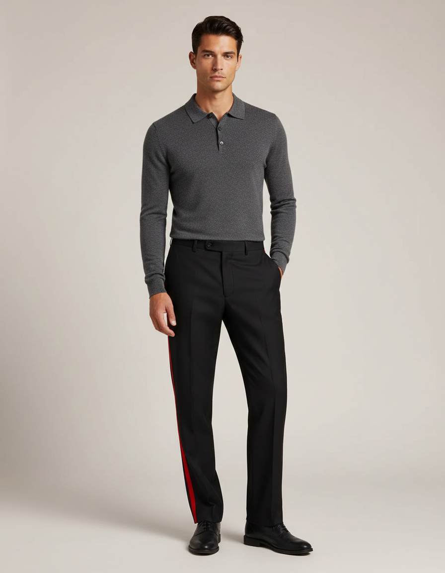 Pantalon Noir Bande Satin
