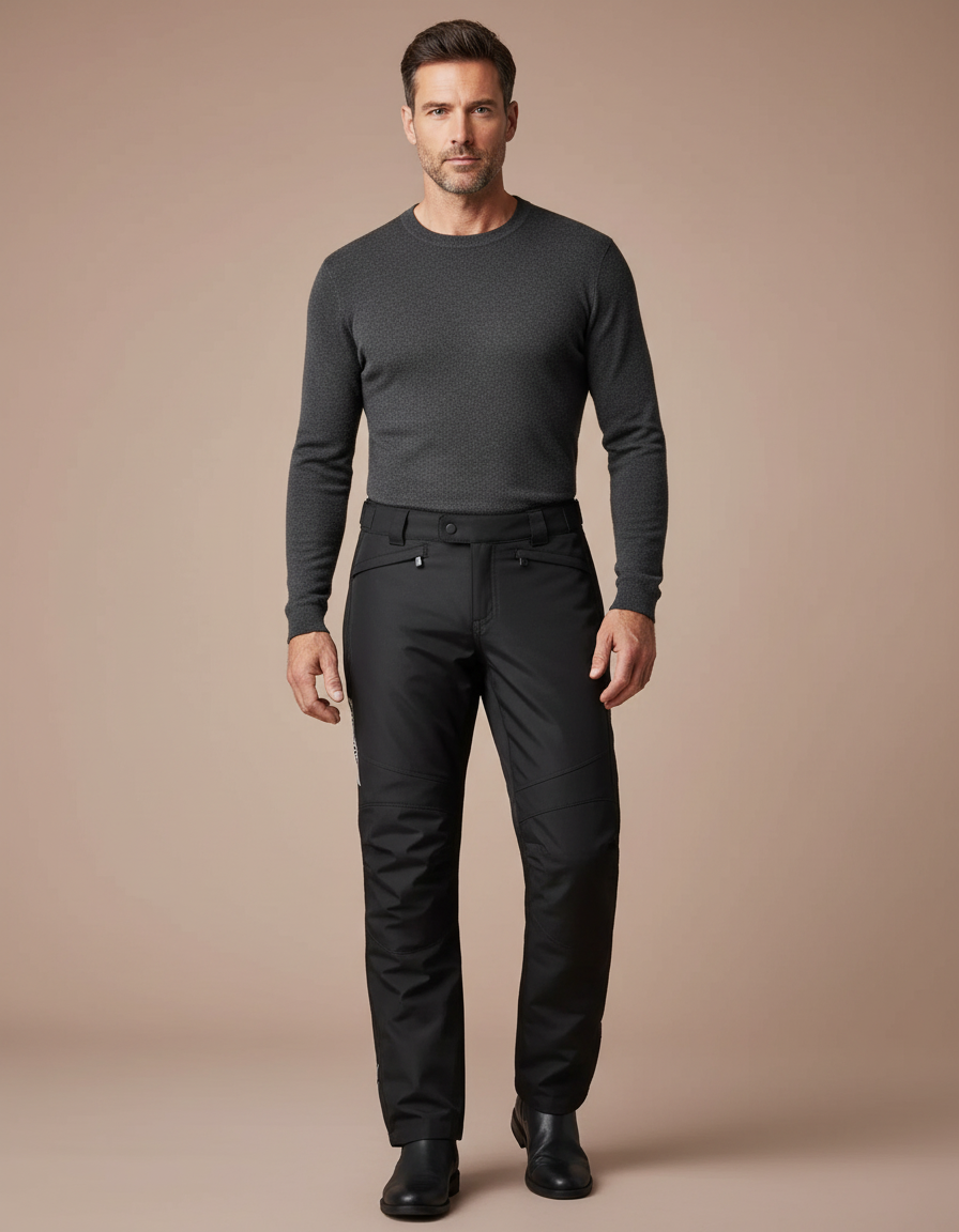 Pantalon Noir Imperméable Moto Homme Coupe Droite - Polyester