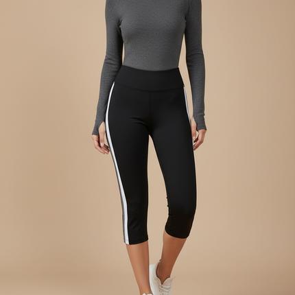 Pantalon Noir Capri Yoga Fitness Sport Femme - Polyester