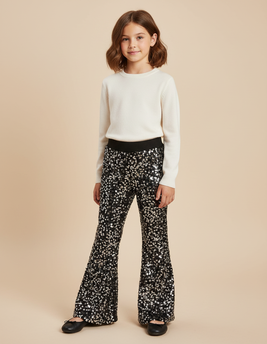 Pantalon Paillettes Noir - Polyester