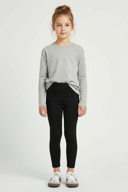 Pantalon Noir Legging Slim Confortable Extensible Fille - Polyester