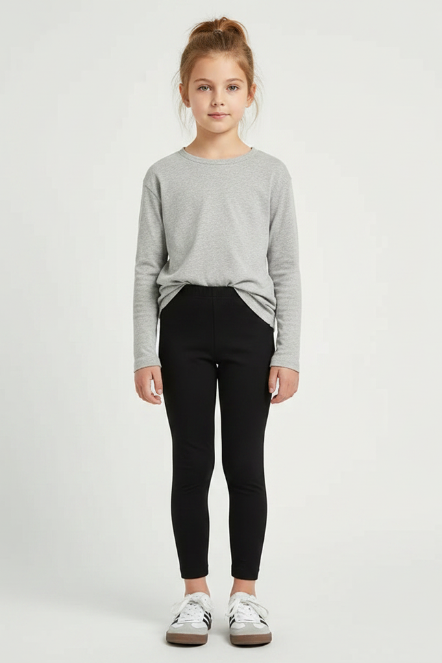 Pantalon Noir Legging Slim Confortable Extensible Fille - Polyester
