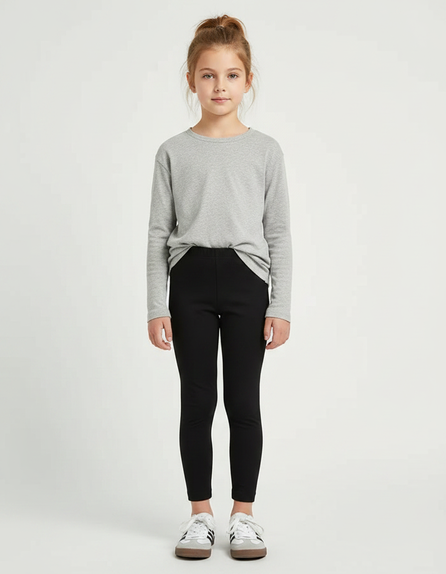 Pantalon Noir Legging Slim Confortable Extensible Fille - Polyester