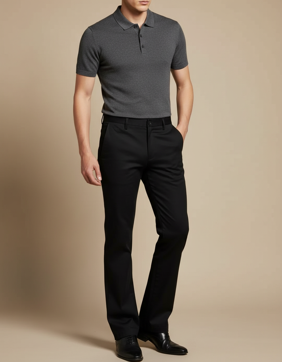 Pantalon Noir Droit Classique Élégant Homme - Gabardine