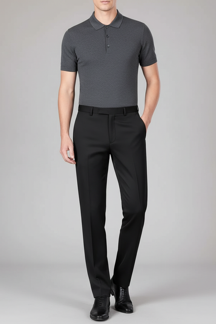 Pantalon Noir Élégant Classique Habillé Formel Homme - Laine