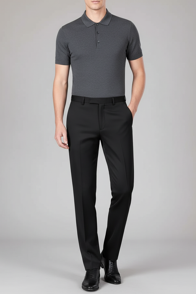 Pantalon Noir Élégant Classique Habillé Formel Homme - Laine