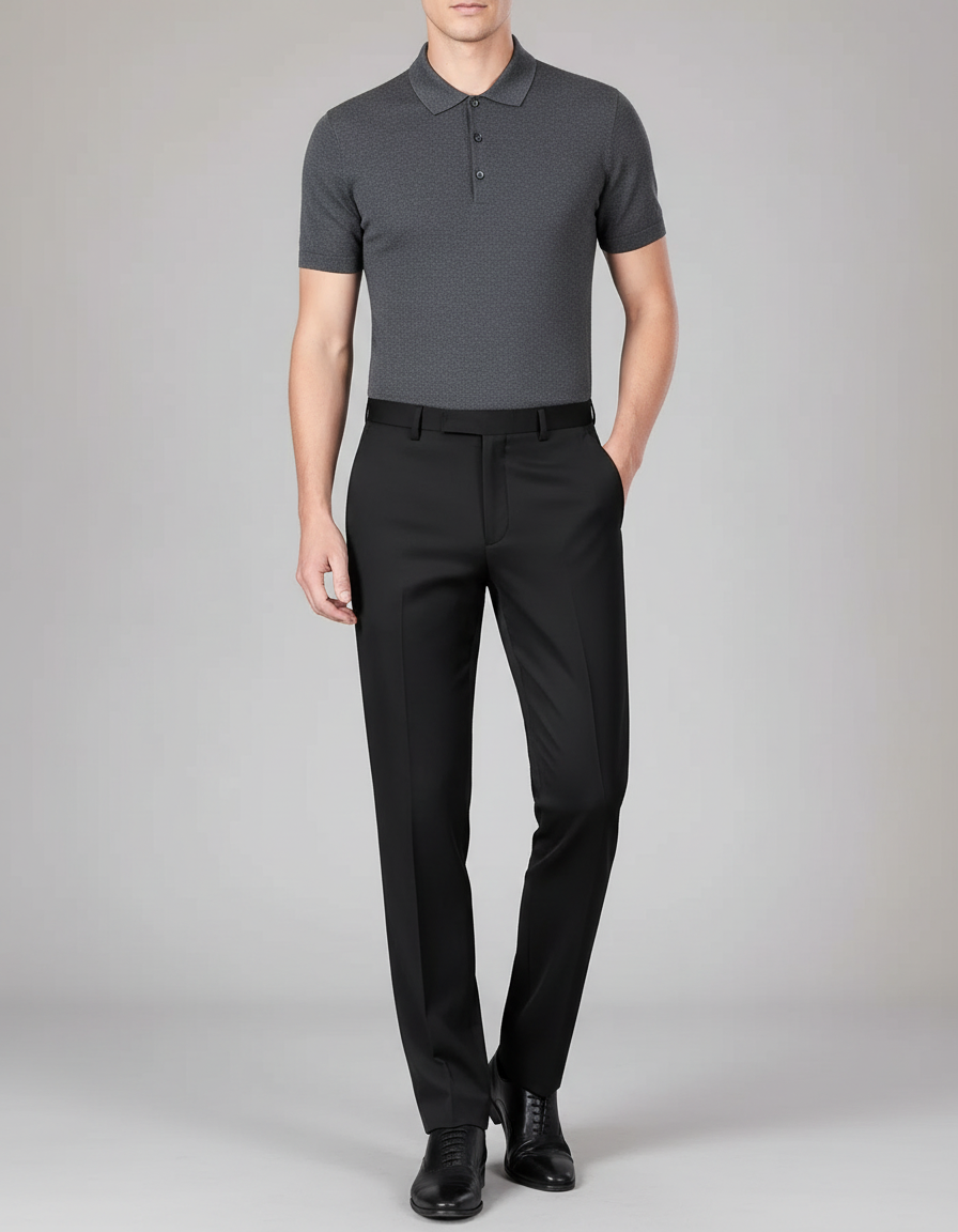 Pantalon Noir Élégant Classique Habillé Formel Homme - Laine